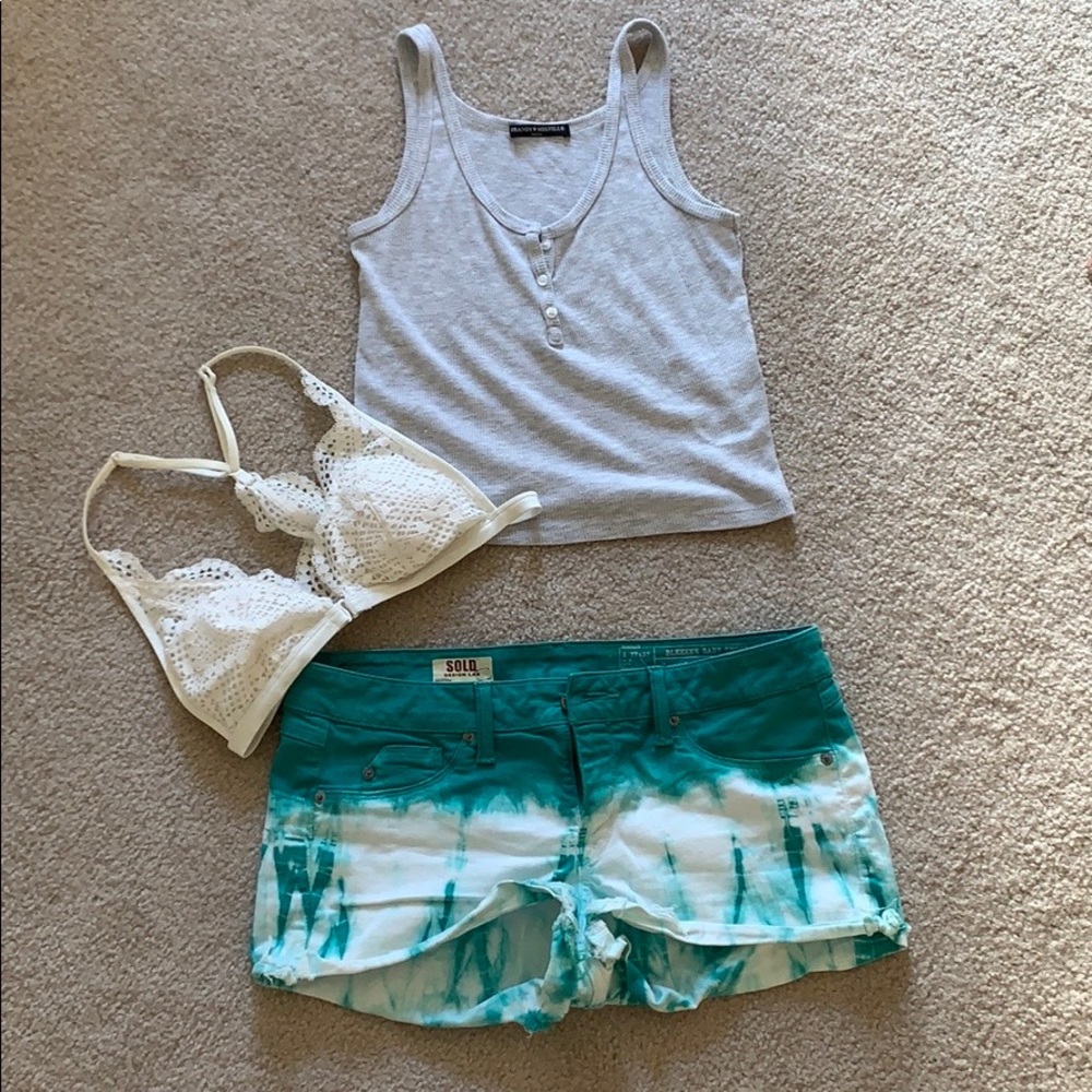 Tie Dye Teal Sold Lab Jean Shorts NEW